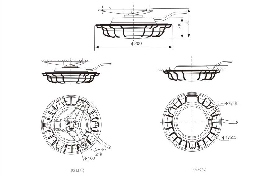 固態(tài)免維護(hù)頂燈尺寸圖